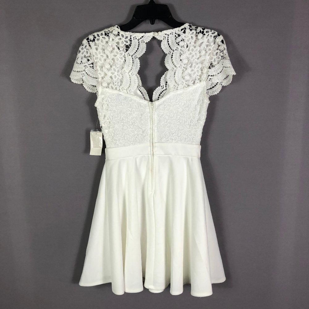 B Darlin White Blue Lace Dress Size 7/8 - Picture 4 of 11